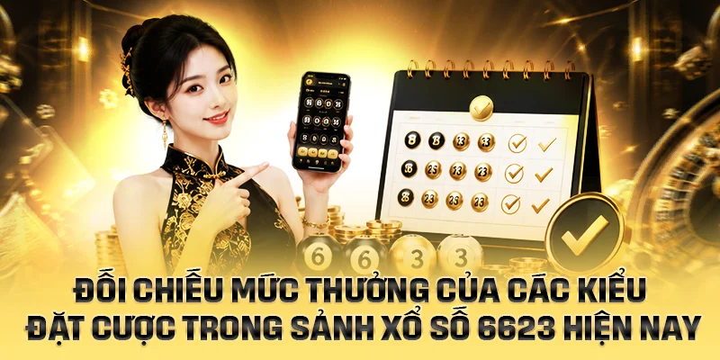 Đối chiếu mức thưởng của các kiểu đặt trong xổ số 6623